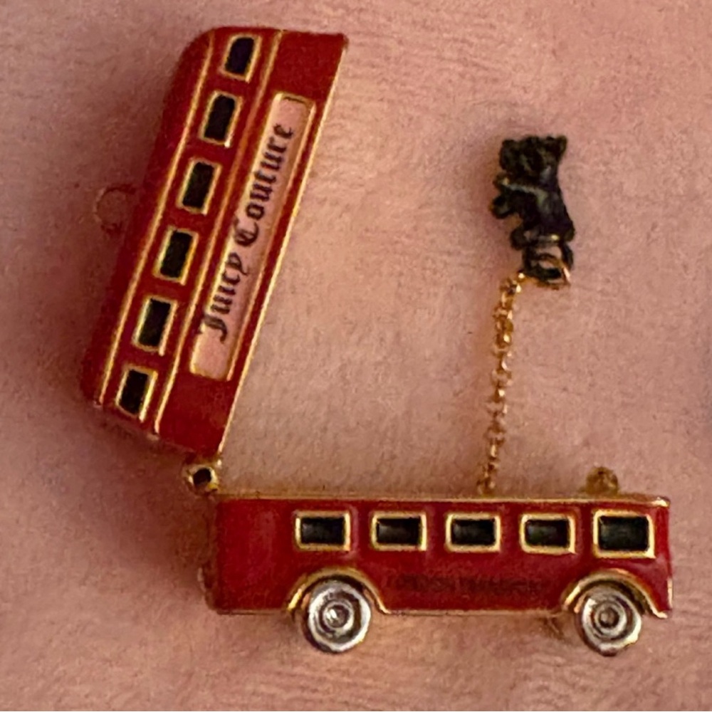 Juicy Couture Red and Gold British Double Decker Bus Charm for Bracelet